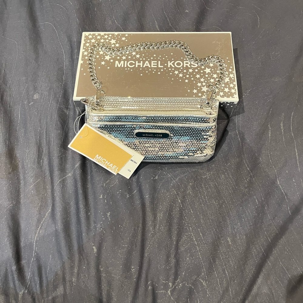 Michael Kors Shimmering Silver Wristlet